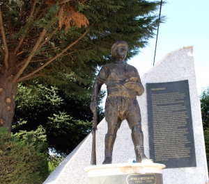 Statue of bandit Poslu Mestan Efe in main street of the mountain village of Bozdag, Turkey. 